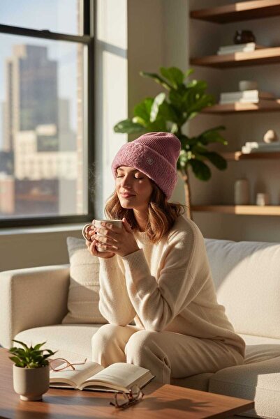 Aware Time قبعة نسائية من الصوف الناعم مع بطانة من الفرو