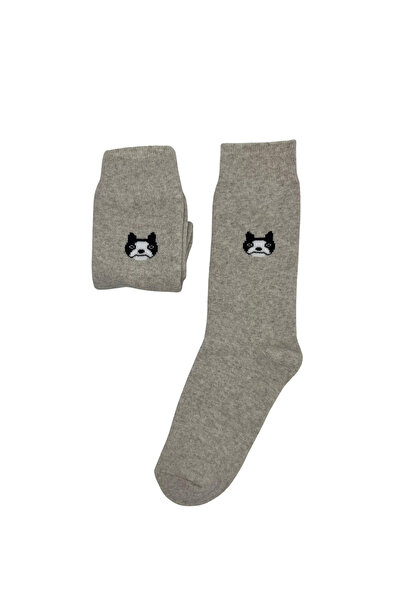 FENRA STUDIO Șosete de damă din bumbac, bej, cu model de câine, moi ca prosop...