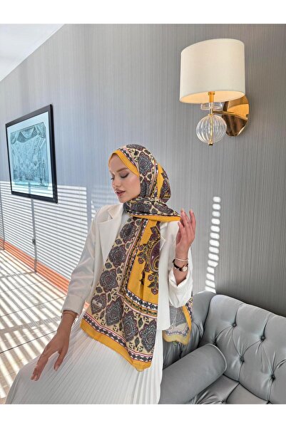 VIEN POLO Etnik Retro Desenli Soft Dokulu Tesettür Şal