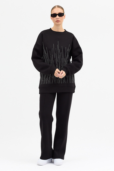 Mezka Σετ αθλητικής φόρμας με μακρυμάνικο φερμουάρ, μοντέρνο σχέδιο για γυναί...