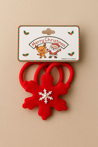 Jaida Moda Women's Red Snowflake Figured 3-Piece Rubber Buckle Set |   New Year's Themed Hair Accessory