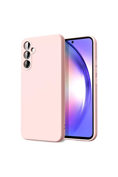 Samsung A54 5G compatible case made of velvety silicone with camera protection - Pink