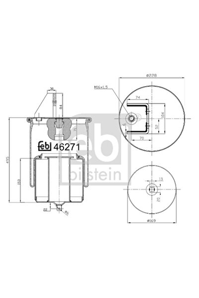 FEBI BILSTEIN Burduf Suspensie Pneumatica Puntea Spate Volvo FH12/FM12