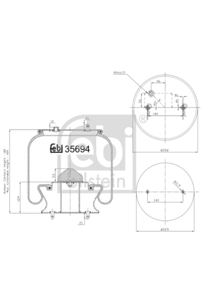 FEBI BILSTEIN Въздушни окачващи маншони преден десен мост Scania 4 - серия ав...