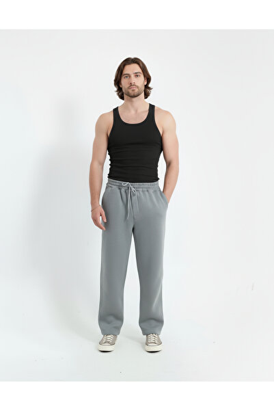 Sizce Moda Light Smoked 3-Thread Wide-Leg Baggy Sweatpants with Back Pockets ...
