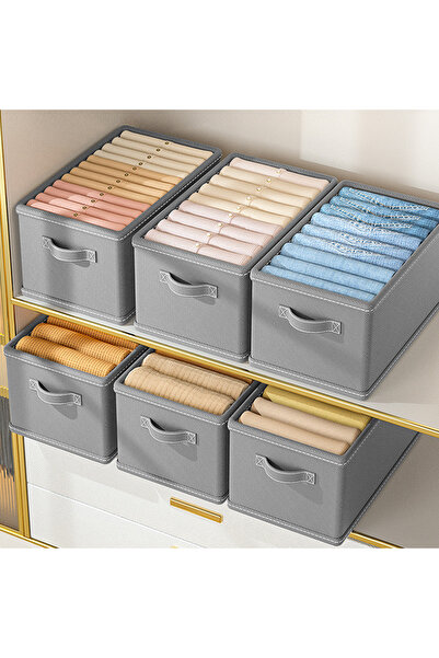 Textia Home Організатор для шафи 3-х секційний сірий-45смx25смx20, Організатор для полиць, Складаний ящик для зберігання одягу