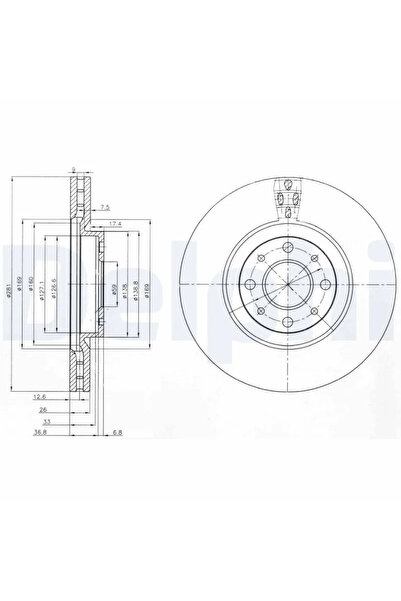DELPHİ Спирачен диск за Alfa Romeo Mito Chrysler Delta