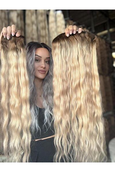Suzan Peruk Yarımay Çıtçıt Saç + 2 yan (Toplam 3 Parça Set ) Doğal Orjinal in...