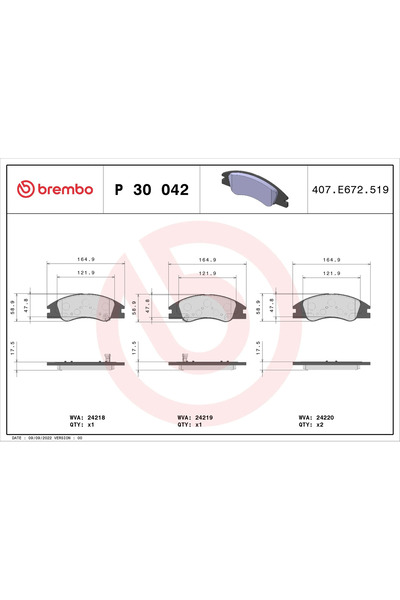 Brembo Set Placute Frana Frana Disc Kia Cerato 1 Kia (Dyk) Cerato Limuzina 20...
