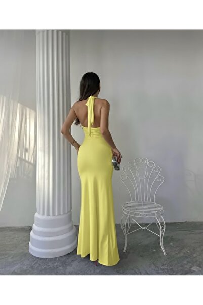 Paraf style Halter Yaka Abiye Davet Elbisesi