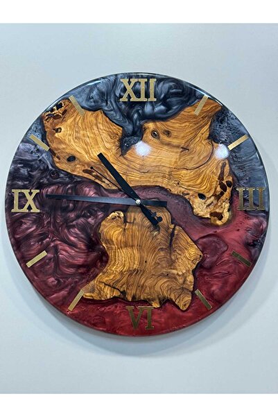 Dream Wooden Zeytin Ağacı ve Epoksi Tasarım Duvar Saati