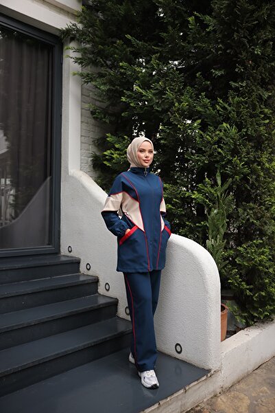 MİMİ Luxury Wear Women's Hijab Tracksuit Set Zippered Bottom Top Tracksuit Set