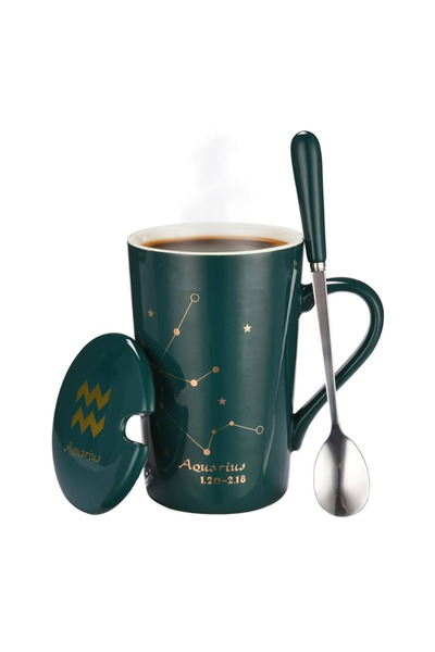 OEM Set cadou cana ceramica, culoare Verde, Varsator