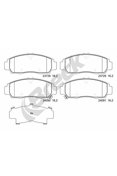 BRECK Комплект накладки за дискови спирачки Acura Tl Honda Civic 7/Civic 8 Se...
