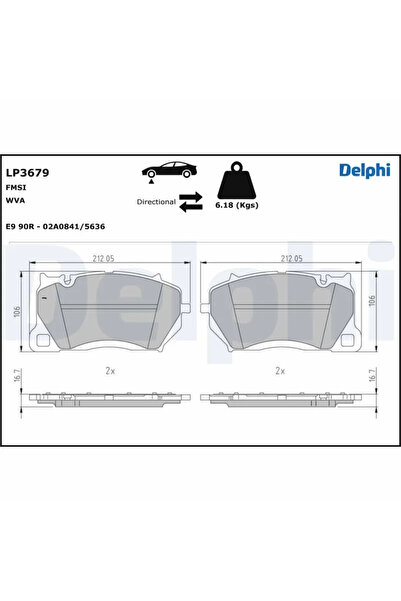 DELPHİ Set Placute Frana Frana Disc Audi A6 C8/A7/Q8 Porsche Cayenne/Panamera...