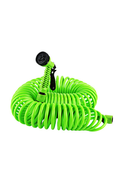 OEM Garden hose with spray gun, spiral, 4 functions, connectors, 15 m