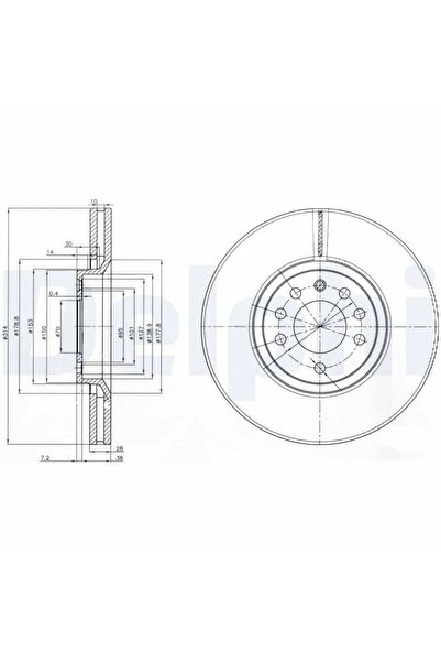 DELPHİ Спирачен диск Opel Admiral A/Commodore A/Commodore B Saab 9-3