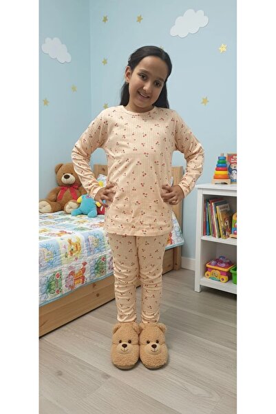 Yağmur Giyim Σετ πιτζάμες για κορίτσια με σχέδιο σολομό κεράσι, 100% βαμβακερ...