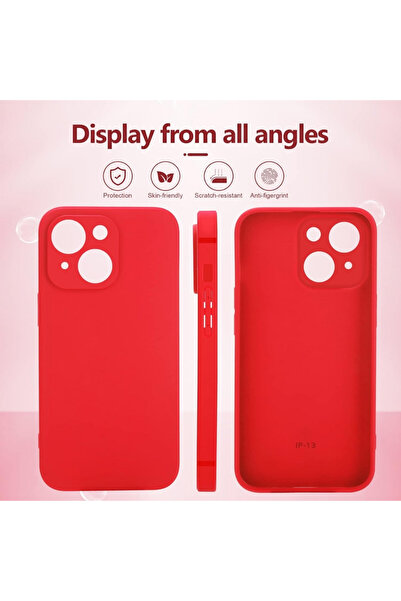 Apple Velvety silicone case for iPhone 13 with microfiber interior and camera protection - Red