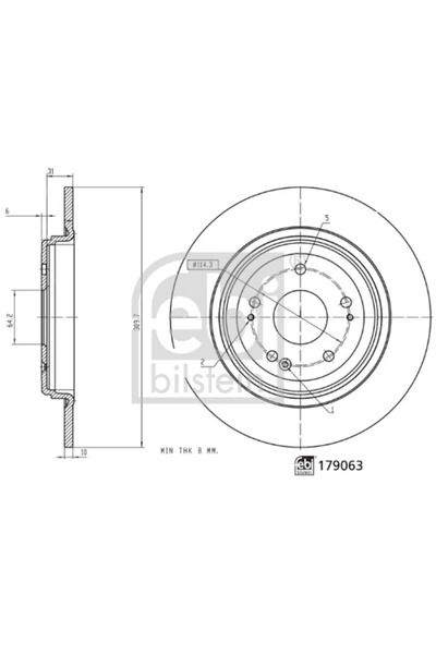 FEBI BILSTEIN Спирачен диск за заден мост Honda Cr-5 5