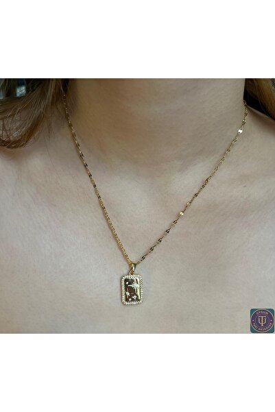 uyguntakıaksesuar Yıldız Motifli Taşlı Dikdörtgen Kolye – Altın Renk Zarif Ka...