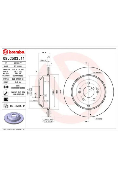 Brembo Set Discuri Frana Kia Sorento 3 2015-2020