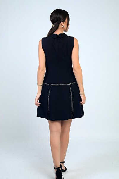 By Saygı Women's Short Crepe Dress with Interlining