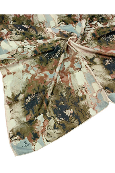 mim eşarp وشاح شيفون منقوش بالزهور من فالينو – 90×90 سم