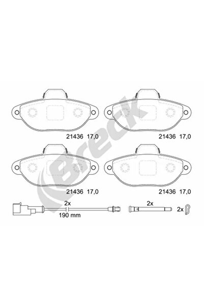 BRECK Комплект спирачни накладки за дискови спирачки Fiat 500 Ford Ka
