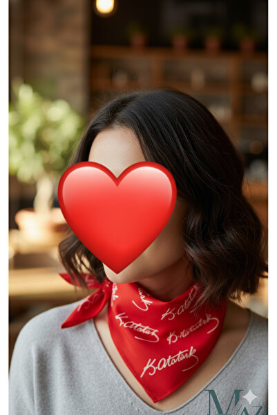 FuryaTedarik %100 Koton K. Atatürk İmzalı Çok Amaçlı Bandana ve Fular Kırmızı...