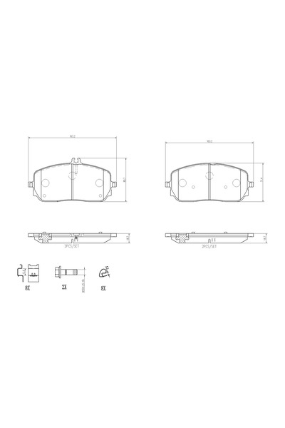 Brembo Brake Pad Set Disc Brake Mercedes-Benz Cla/Gle
