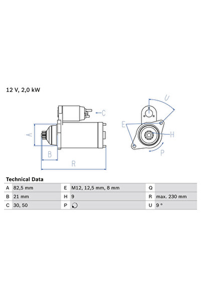 Bosch Starter Vw Lt 28-35 2 Bus/Lt 28-46 2 Caroserie/Lt 28-46 2 Platou / Sasiu