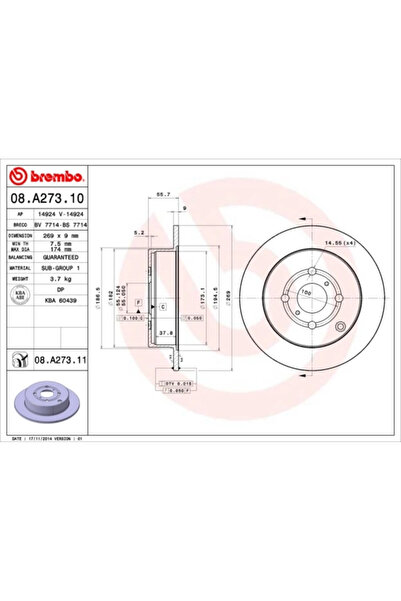 Brembo Disc Frana Byd F3 Limuzina/G3 Limuzina/G3R Englon SC7