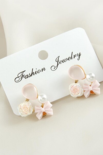 Marsilyan Rose Bow Drop Stone Earrings
