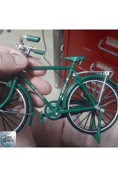 ZEN SPARK Vintage Yeşil Bisiklet Model Yapı Kiti, Şişirme Aparatlı-Gerçekçi Mini Replika, Yetişkinler İçin