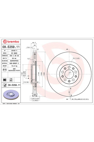 Brembo Disc Frana Maserati Grecale