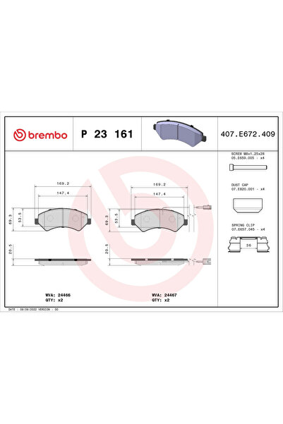 Brembo Set Placute Frana Frana Disc Fiat Ducato Bus/Ducato Caroserie/Ducato P...