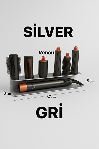 VENON SİLVER Organizer Σταντ για Στυλιστικά Μαλλιών Συμβατό με DysonAirwrap Multistyler Κρεμάστρα μπάνιου