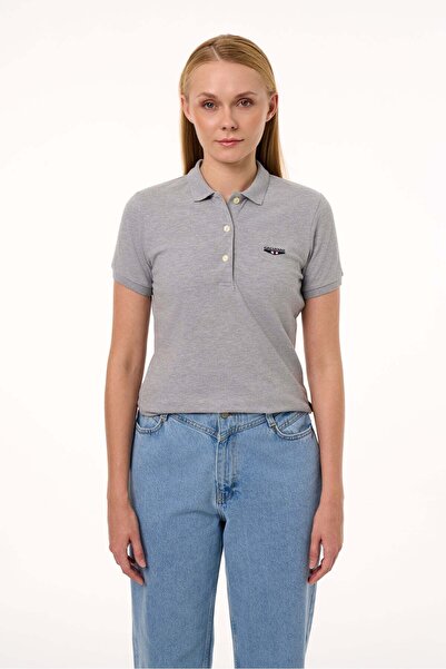 Galvanni Women's Polo Neck T-Shirt - Vays Gray Melange