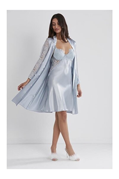 Pierre Cardin Bra Covered Dressing Gown Nightgown 4025 Mist