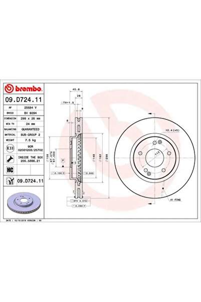 Brembo Disc Frana Ssangyong Actyon 2/Korando