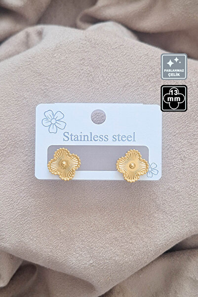 Miss TBee 🍀 سوار من الفولاذ على شكل برسيم مكون من 4 أوراق 🎨   النمط 1 الذهب