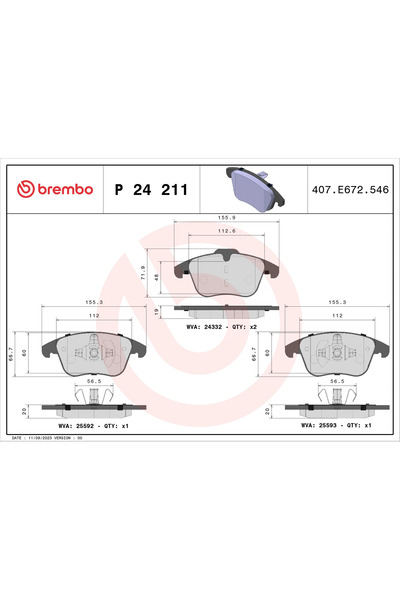 Brembo Set Placute Frana Frana Disc Ford Mondeo 5