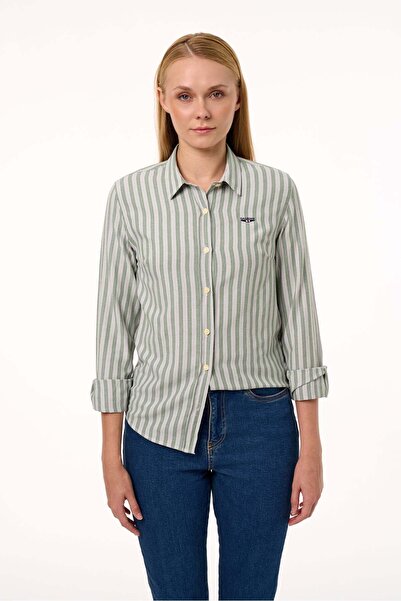 Galvanni Women's Shirt - Renapos Green Multi Striped