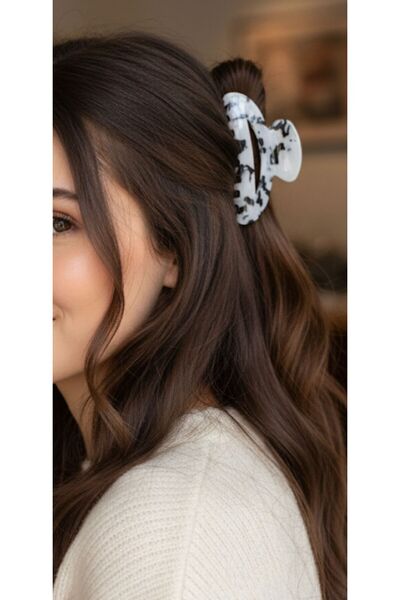 bettin tasarım Leopard Zebra and Marble Patterned Large Hair Clip Set for Women 8 cm