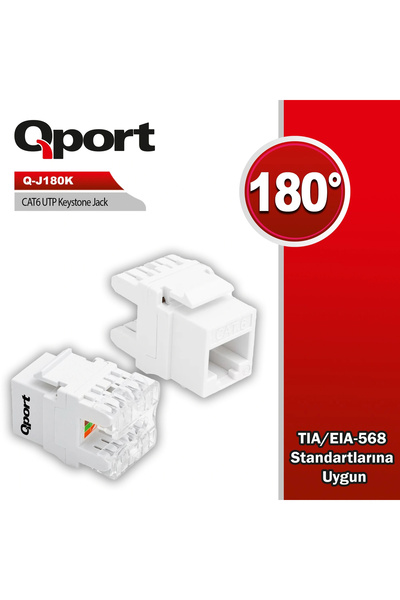 Qport Q-J180K Cat6 180 °   Keystone Jack
