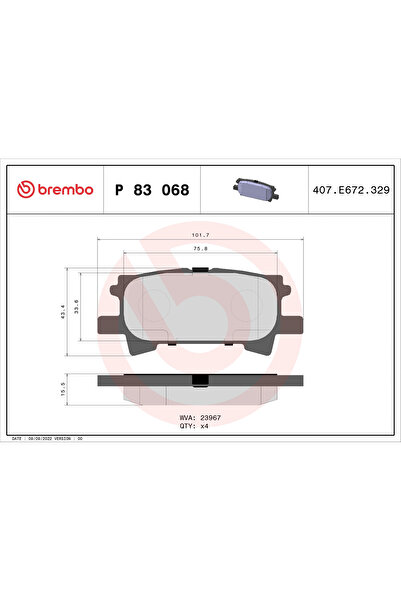 Brembo Set Placute Frana Frana Disc Lexus Rx Toyota Harrier/Highlander / Kluger