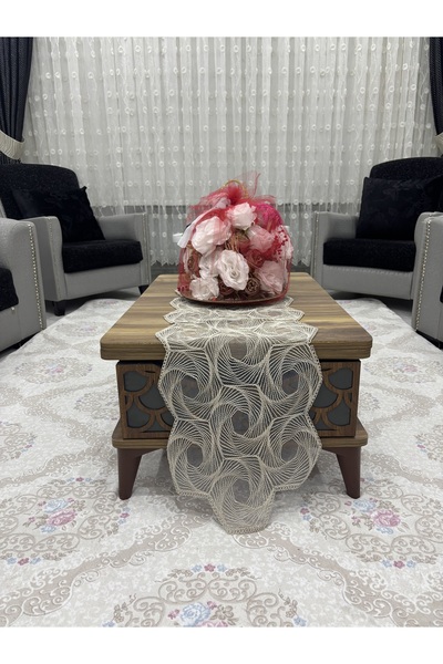 Muensu Husă de masă de lux Cappuccino, Runner din silicon, Runner unic, model...