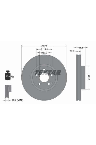 TEXTAR Disc Frana Mercedes-Benz C-Class/E-Class/Slk Mercedes-Benz (Bbdc) E-Class