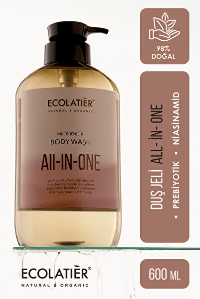 ECOLATIER Duş Jeli All-in-One – Prebiyotik & Niasinamid, Nemlendirici Vücut Ş...